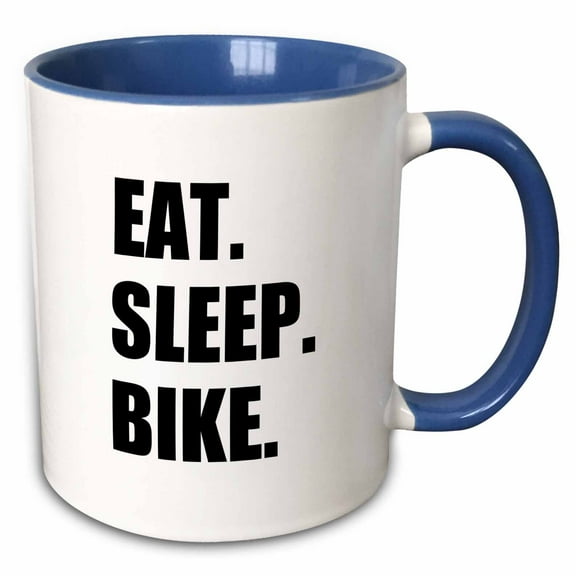 3drose, Eat Sleep Bike - Passionate About Biking - Biker Typography Text Gifts, 15oz Two-tone Blue Mug