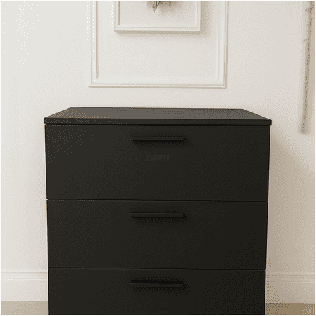 JERFIT Black 3-Drawer Modular Storage Chest Extra Deep Dresser Drawers Modern Bedroom Furniture Durable Wood Composite Organizer