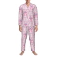 thumbnail image 3 of Gaeub pink bows Print Mens Pajamas Set Mens Sleepwear with Long Sleeve Top & Bottoms PJs-Large, 3 of 7