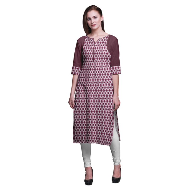 Bimba Tunique Droite en Coton pour Femmes, Kurta Imprimée, Tenue d'Été, Kurti pour Dames - Moyen