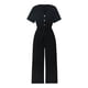 thumbnail image 5 of VISgogo Mono recortado para mujer, manga corta, cuello en V, cierre de botón, lazo en la cintura, pantalones sólidos con bolsillos VISgogo moda, 5 of 9