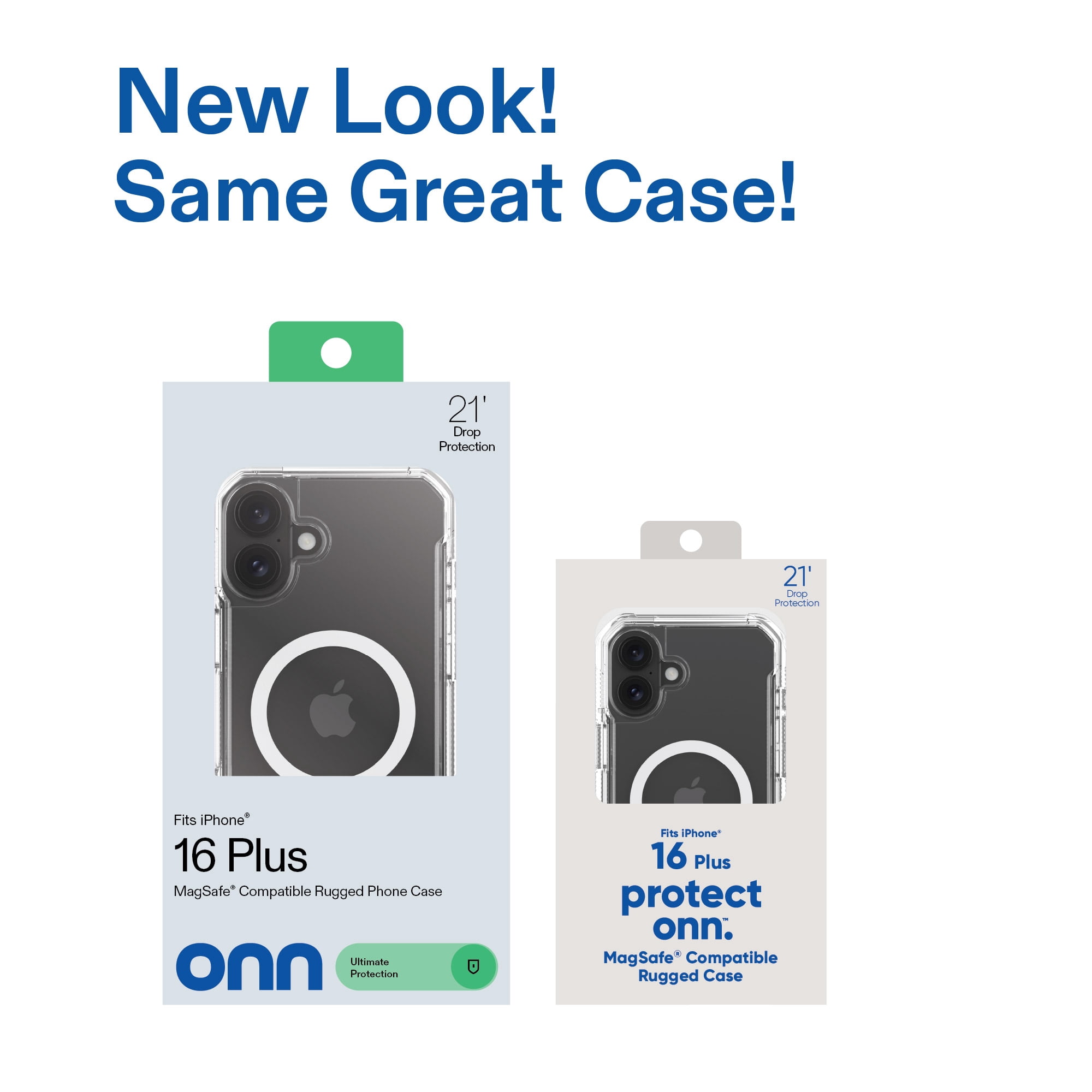 onn MagSafe Compatible Rugged Phone Case for iPhone 16 Plus - Clear