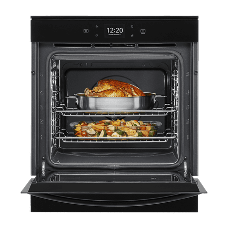 Whirlpool - 24" Built-In Single Electric Convection Wall Oven with Adjustable Self-Clean Cycle - Black
