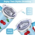 thumbnail image 5 of 40oz Red Cherry Fruit Pattern Stainless Steel Flip Straw Tumbler Spill Proof Travel Cup Double Wall Vacuum Insulated Coffee Mug with Top Handle, 5 of 6