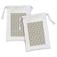 thumbnail image 1 of Abstract Fabric Pouch Set of 2, Continuous Pattern of Surreal Design Flowers, Small Drawstring Bag for Toiletries Masks and Favors, 9" x 6", Champagne Yellow, by Ambesonne, 1 of 2