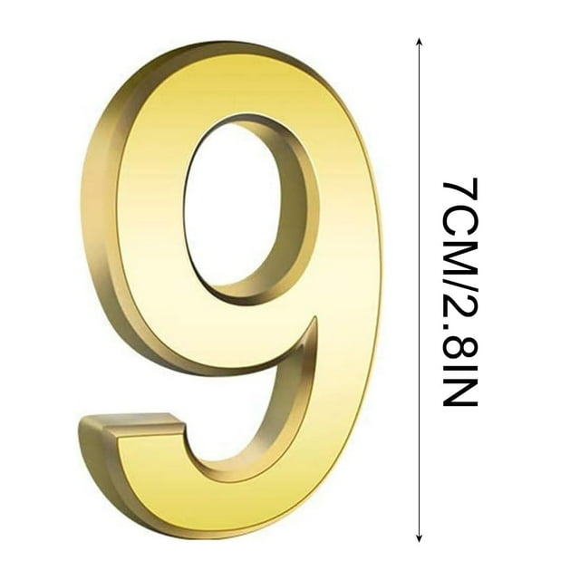 3 Inch Gold Modern House Numbers Mailbox Numbers 0-9 Self-Adhesive Street Door Home Address Metal Numbers for Outside Or Inside Signs Easy Install