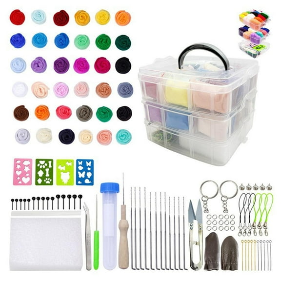 WINDLAND 36/48 Color Needle Felting Starter Kits Cute Wool Felting Craft Making Supplies Needle Felting Kits for DIY Craft