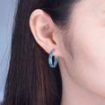 thumbnail image 6 of ESTONE 925 Silver Plated Blue Opal Huggie Hoop Earrings Hypoallergenic for Women, 6 of 8