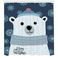 thumbnail image 3 of Ambesonne Polar Bear Shower Curtain, Xmas Portrait Noel, 69"Wx70"L, Dark Blue Multicolor, 3 of 3