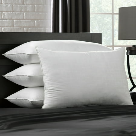 Soft Gel Filled 100% Cotton Dobby Windowpane Shell Stomach Standard Sleeper Pillow - Set of