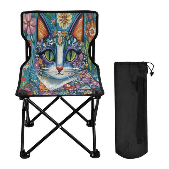 BZSMCE Camping Chairs Modern Flower Crown Feline Pattern Folding chair