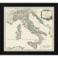 thumbnail image 2 of Vaugondy 13x12 Black Modern Wood Framed Wall Art Titled - Ancient Italy - Vaugondy 1757, 2 of 6