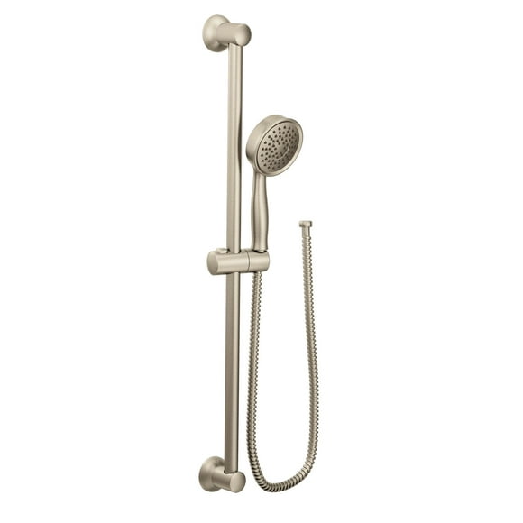 Moen Brushed Nickel High Pressure Handheld Showerhead with 69-Inch-Long Hose Featuring 24-Inch Slide Bar, 3668EPBN