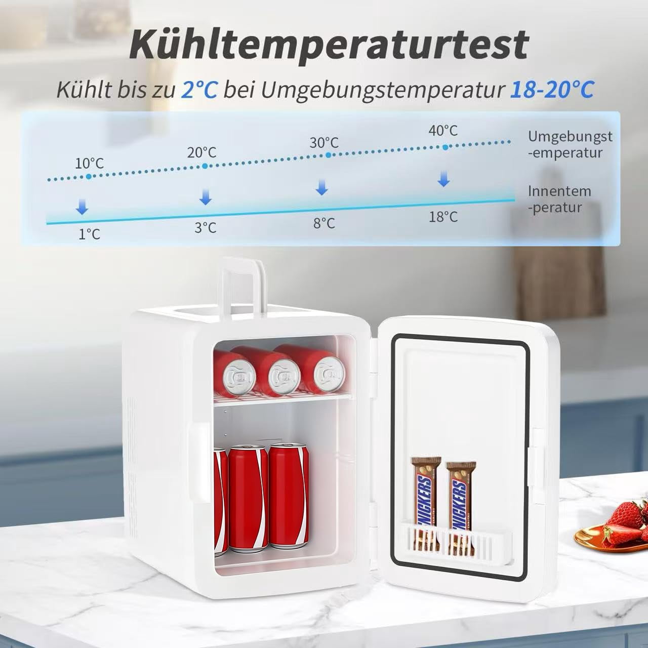 10L Mini Fridge, 10 Liter/15 Cans Mini Fridge for Bedroom, 110V AC/ 12V DC Thermoelectric Cooler and Warmer, Portable Mini Fridge for Skincare, Makeup, Drink, Car, Office, Bedroom, Dorm, White
