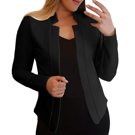 Siilsaa Women's Blazers and Jackets Lightweight Office Work Suit Jacket Blazer Black,S