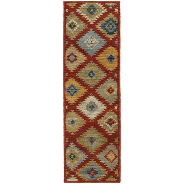 Oriental Weavers Sedona 2'3" x 7'6" Machine Woven Runner Rug in Red