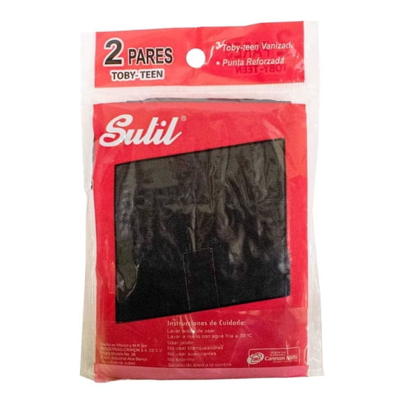 Tobi-Teen Sutil Cannon Mills para Niña y Juvenil Vanizada Punta Redonda Negro 2 Pares Talla Única