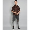 thumbnail image 5 of TryBuy Premium Exclusive Brown Black Cotton Casual Checks Shirt for Men, 5 of 7