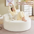 thumbnail image 3 of Muumblus Oversized Round Lounge Chaise Chair Indoor,Corduroy Boneless Cloud Couch with 3 Pillows, No Assembly Required, Modern Accent Chair for Living Room, Beige Chenille, 3 of 12