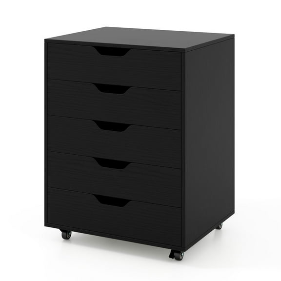 5 Drawer Mobile File Cabinet with Wheels for Living Room