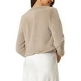 thumbnail image 4 of INSPIRE CHIC Cropped Open Front Jacket for Women's Faux Fur Long Sleeve Bolero Winter Coat XS Khaki, 4 of 7
