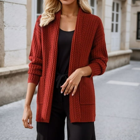 Tawop Women Jackets Loose Outwear Sweaters Open Front Ladies Jackets Long Sleeve