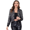thumbnail image 1 of Chaqueta Bomber de Navidad Allegra K con lentejuelas de Manga Larga Brillo Rosa XL, 1 of 5