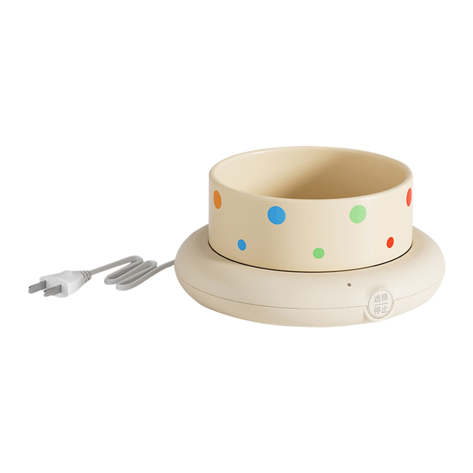 Pet Heated Water Ceramics Bowl, Constant Temperature Pet Drinking Dispenser, 3 Temperature Settings BPA-Free Removable Ceramic Bowl, Anti-Chew Cord Winter Pet Feeding Bowl (Small,Beige)
