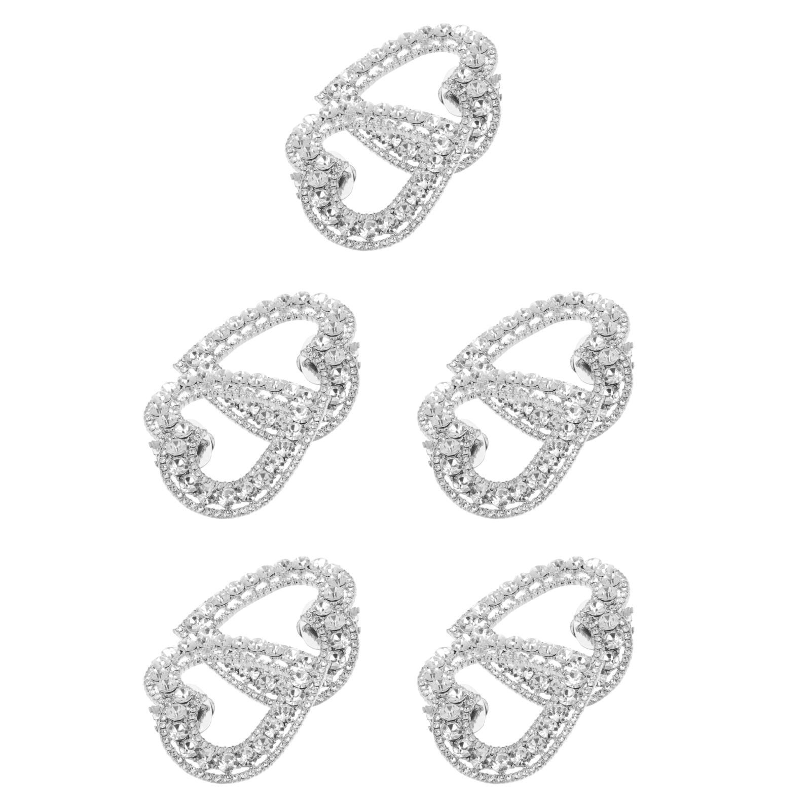 Masteelf 5 Pairs  Heart Shoe Clips Detachable Shoe Buckle Clips Wedding Shoe Crystal Decoration Charms Women Rhinestone Shoe Accessories For Diy Accessories