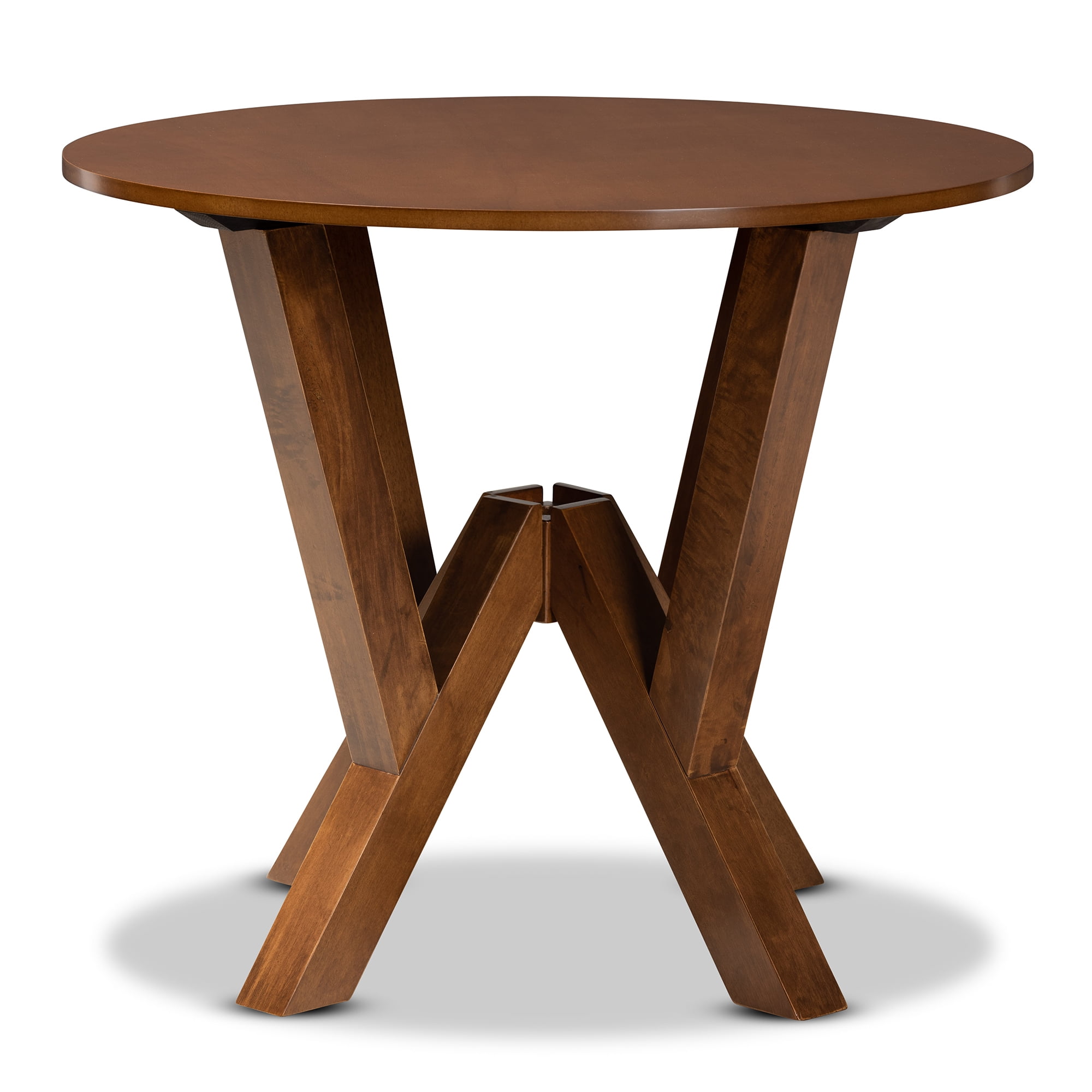 Baxton Studio Irene Modern and Contemporary Walnut Brown Finished 35-Inch-Wide Round Wood Dining Table