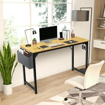 CONCETTA Computer Desk, 31 Inch with Storage Bag and Iron Hooks for Home, Office, Oak