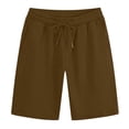 thumbnail image 3 of Sakmal Knee Length Shorts Men Board Bermuda Elastic Waist Summer 9 Inch Solid Brown Mens Shorts XL, 3 of 4