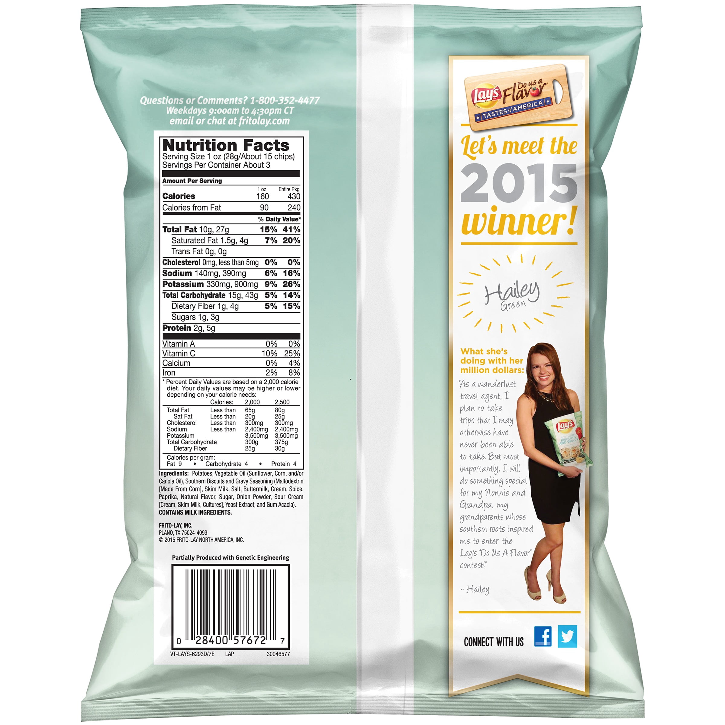 Lay's Southern Biscuits and Gravy Potato Chips 2.75 oz. Bag
