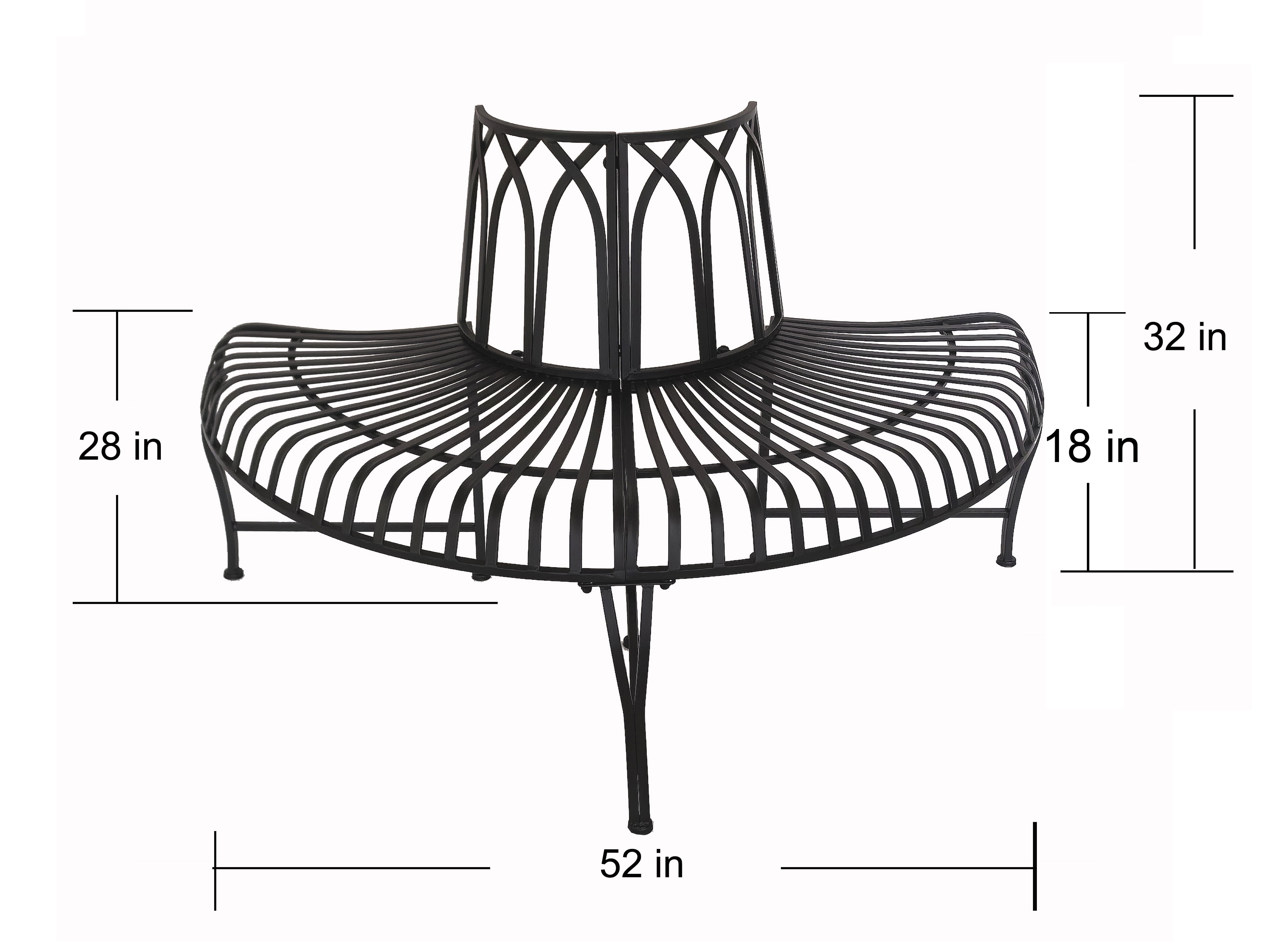Black Tree Wrap Garden Bench Semi-Circle