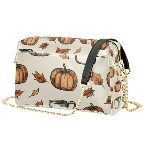 FORMRS Women Crossbody Purse with Chain Strap Vegan Leather Shoulder Handbag, Fall Leaves