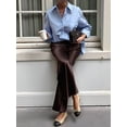 thumbnail image 5 of Womens Satin Elastic Waist Wide Leg Long Pants Brown S, 5 of 8
