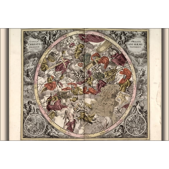 24"x36" Gallery Poster, map n constellations zodiac astrology 1708 p2