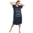 thumbnail image 5 of FEREMO Nightgowns for Women Plus Size V Neck Short Sleeve Nightshirts Sleepwear(Navy,1X), 5 of 6