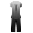 thumbnail image 5 of Frostluinai Gradient Pajama Sets for Women 2 Piece Short Sleeve Hide Belly Henley Shirts with Capri Pants Soft Comfy Sleepwear Loungewear, 5 of 5