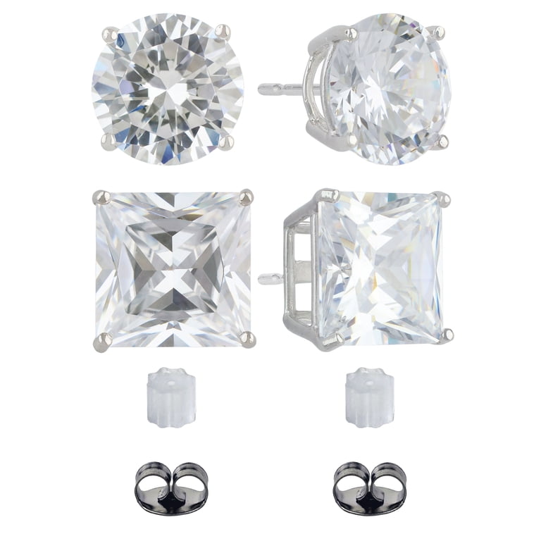Brilliance Fine Jewelry Sterling Silver CZ Stud Earring Set photo 2