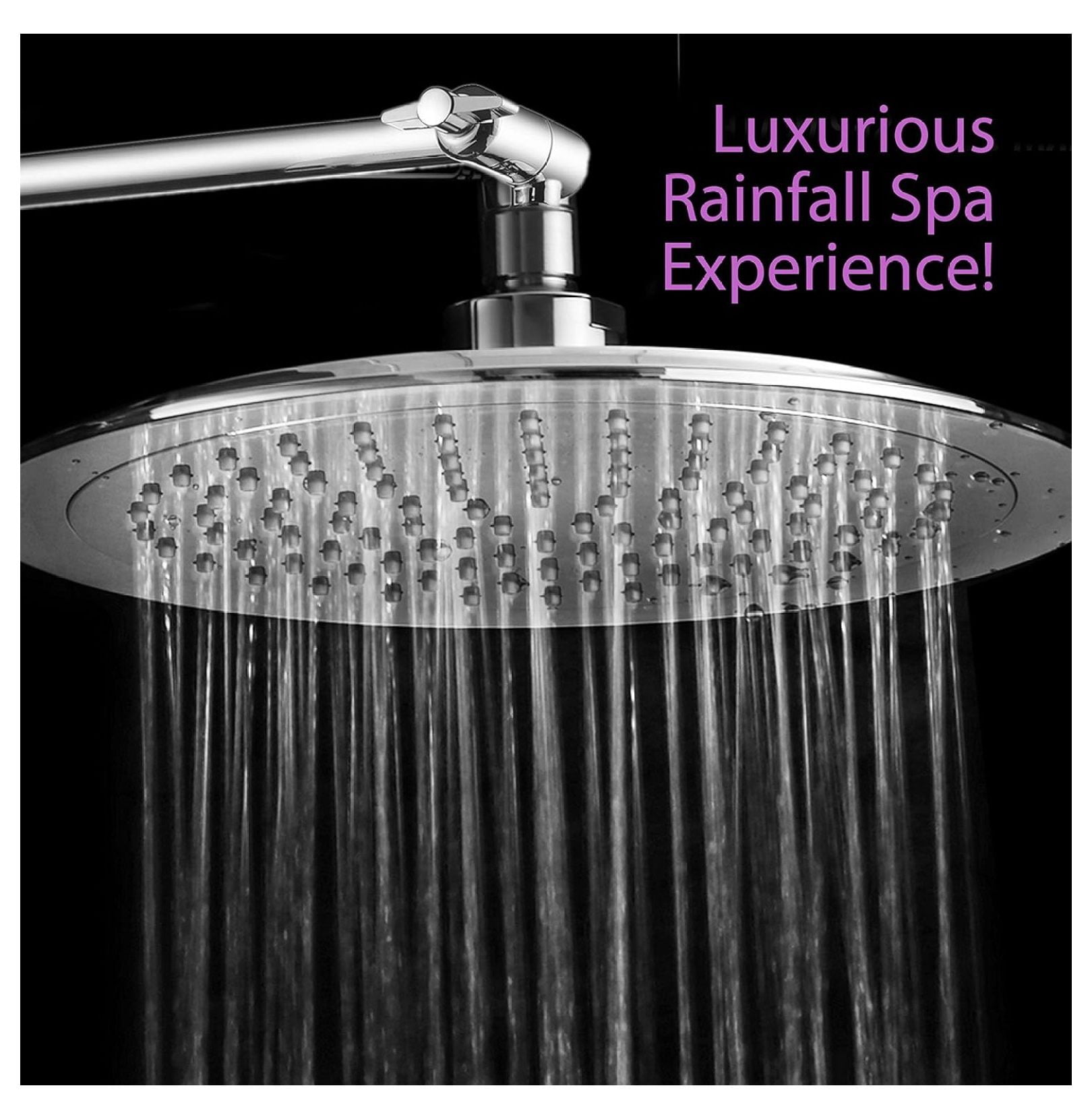 9-inch Rain Shower Head with 11-inch Brass Extension Arm - Adjustable Rainfall Shower System, High Pressure, Spa Experience