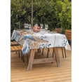 thumbnail image 2 of Blue Coastal Outdoor Tablecloth - 52x70 Inch Rectangle Dining Table Cover, Summer Beach Starfish Weeping Eucalyptus Wooden Waterproof Outdoor Table Cloth with Umbrella Hole & Zipper for Picnic/Patio, 2 of 7