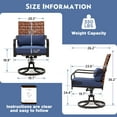 thumbnail image 5 of MELLCOM Patio Swivel Chair Set of 2, Outdoor Dining Chairs with Cushions & Lumbar Pillows, Leather-Look Wicker Chairs with Gentle Rocker for Porch, Garden, Backyard, Poolside, Blue, 5 of 9