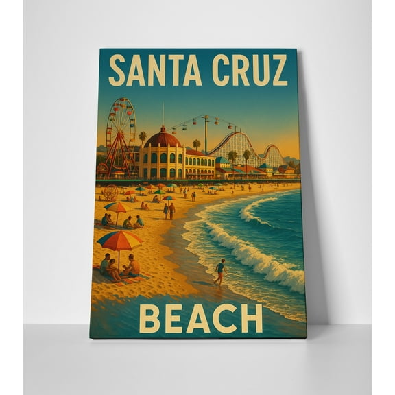 Santa Cruz Beach Poster or Canvas Wall Art