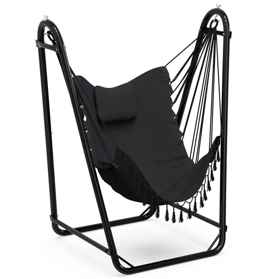 G TALECO GEAR Hammock Chair with Stand, Heavy-duty Hanging Chair with Stand, Sturdy Swing Chair Stand 350lbs, Hammock Chair Included, for Indoor Outdoor, Gray