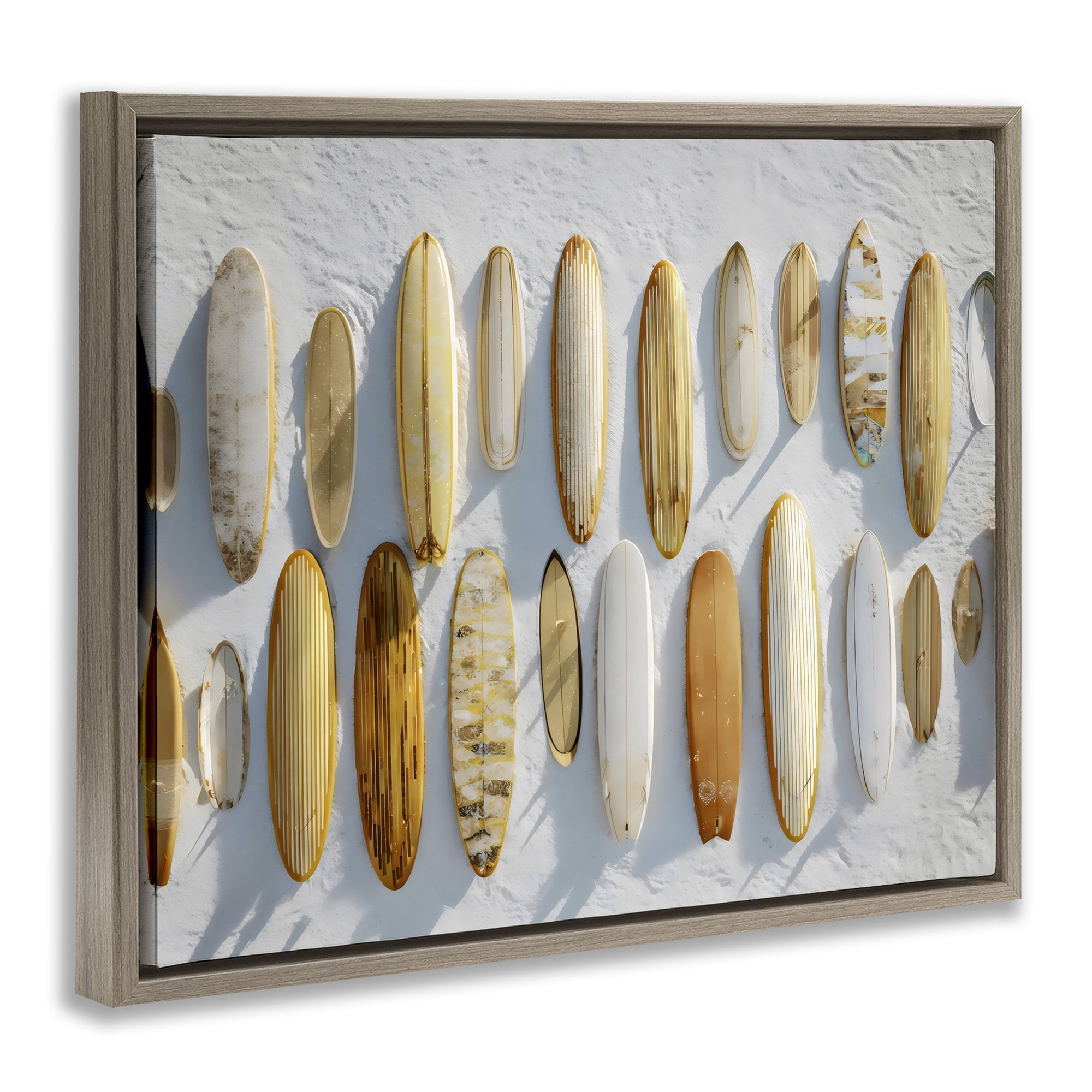 Stupell Industries Vintage Surfboard Collection Brown Framed Floater Canvas Wall Art, design by Franklyn Gregory