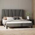 thumbnail image 3 of Bed Frame with Adjustable Headboard, Platform Bed Frame with Linen Upholstered, Wooden Slats Support, Noise Free, No Box Spring Needed, 3 of 6
