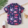 thumbnail image 4 of Xudanell Childrens Dinosaur T-Shirt Colourful Button Down Shirt for Boys Kids Playing Short Sleeves, 4 of 6