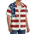thumbnail image 2 of KLL Vintage American Flag Print Men's Shirt Short Sleeve Button Down Summer Cuba Beach Shirts- XX-Large, 2 of 5