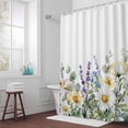 thumbnail image 5 of Spring Flowers Daisy Fabric Shower Curtain Watercolor Floral Leaf Washable Shower Curtains for Bathroom, Waterproof Bath Curtain with Hooks Home Decor 72x72in, 5 of 8